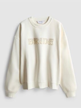 White Sequin BRIDE Crewneck Sweater